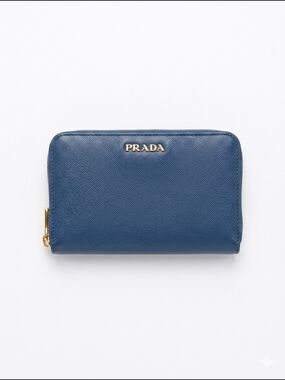 Prada Cross-Grain Saffiano Leather Blue & Teal Zip Wallet w/ COA - VGUC!